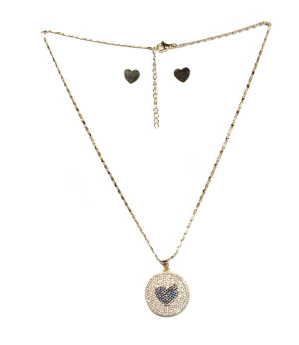 Collar con dije de corazón y aretes